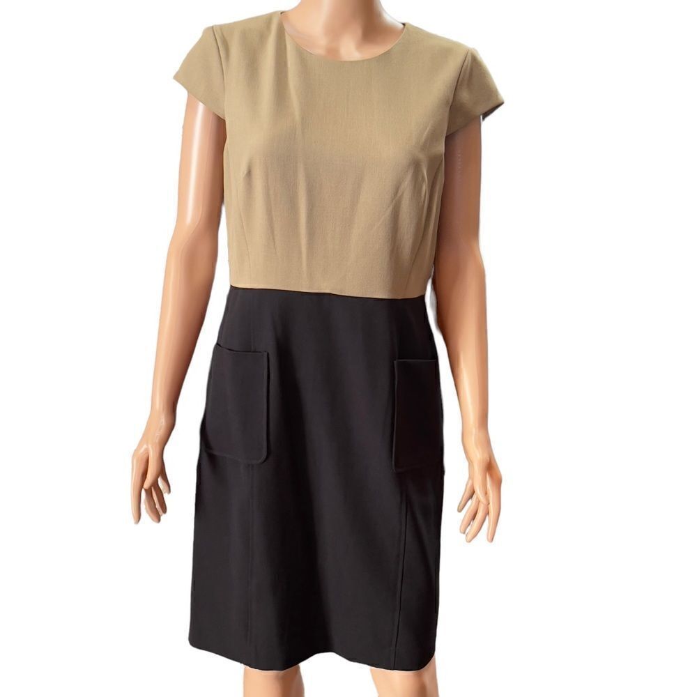 Sandra Darren Two Color Front Pockets Sheath Dress Size 10
